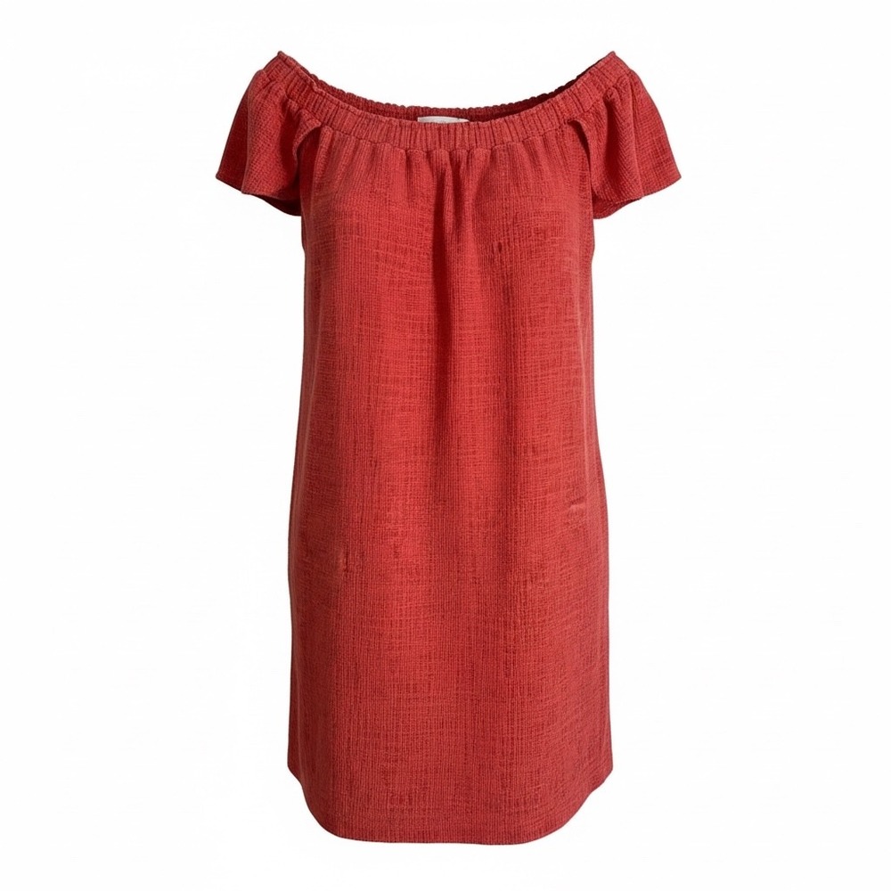 Madewell Dress Women XXS Red Off Shoulder Flutter Sleeve Textured Knit